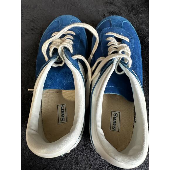 Vintage Pony Racer Trademark Blue Suede Chevron Track Shoes Sears Size 6 - Picture 11 of 11